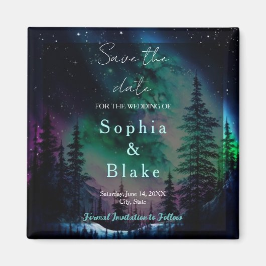 Celestial Northern Lights Wedding Save the Date Magnet (Vorne)