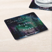 Celestial Northern Lights Wedding Save the Date Rechteckiger Pappuntersetzer (angewinkelt)