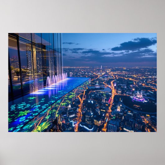 Celestial Oasis: Where City Lights Meet Paradise Poster (Vorne)