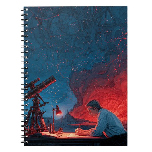 Celestial Observer Red Blue Star Map Notebook Notizblock (Vorderseite)