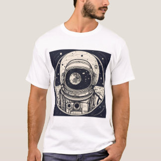 "Celestial Odyssey T-Shirt: Astronaut Helmet & Pla T-Shirt