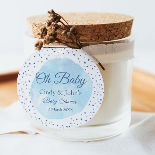 Celestial Oh Baby Blue Moon & Stars Babydusche Fa. Geschenkanhänger