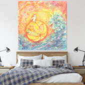 Celestial Orb: Winged Hare on Silken Brocade Leinwanddruck (Insitu (Schlafzimmer))