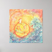 Celestial Orb: Winged Hare on Silken Brocade Leinwanddruck (Vorderseite)