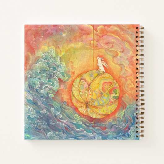 Celestial Orb: Winged Hare on Silken Brocade Notizblock (Rückseite)