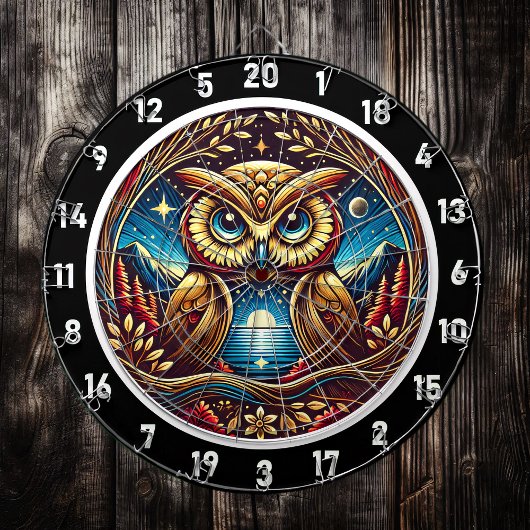 Celestial Owl Glow Dartboard Design Dartscheibe