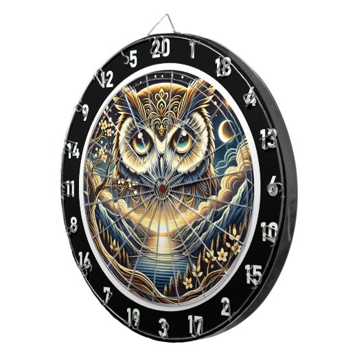 Celestial Owl Haven Dartboard Design Dartscheibe (Vorderseite rechts)