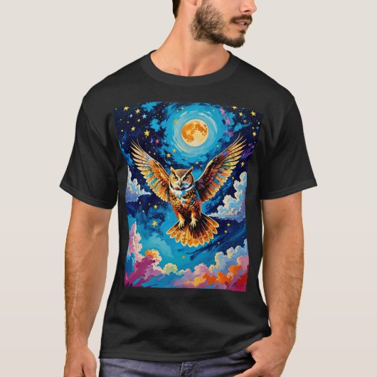 Celestial Owl im Starry Skies T-Shirt (Vorderseite)