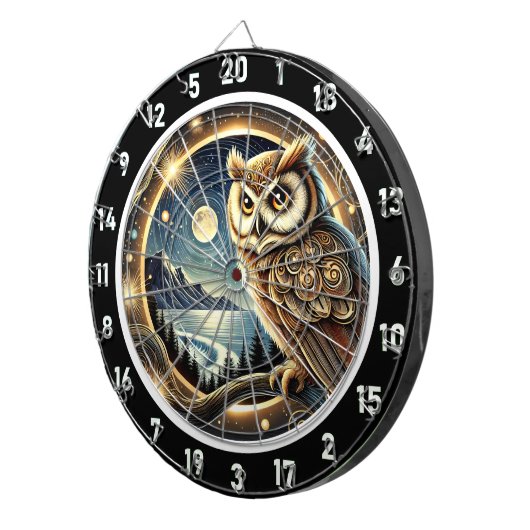 Celestial Owl Nightscape Art Dartscheibe (Vorderseite rechts)