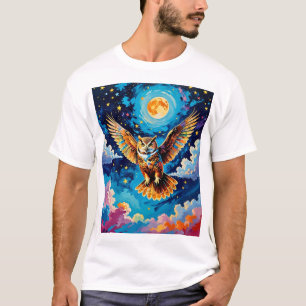 Celestial Owl T - Shirt Vintag Fantasy Sky Art