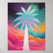 Celestial Palmscape - Whimsical Abstrakt Poster (Vorne)