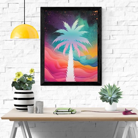 Celestial Palmscape - Whimsical Abstrakt Poster