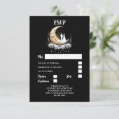 Celestial Pärchen Silhouette Halbmond elegant RSVP Karte (Stehend Vorderseite)