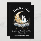 Celestial Pärchen Silhouette Halbmond Sternennacht Dankeskarte (Vorne/Hinten)