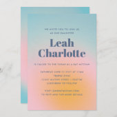 Celestial Pastel Blue Grainy Gradient Bat Mitzvah Einladung (Vorne/Hinten)