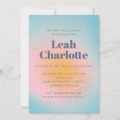 Celestial Pastel Blue Groovy Gradient Bat Mitzvah Einladung (Vorderseite)