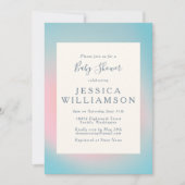 Celestial Pastel Blue Pink Gradient Baby Dusche Einladung (Vorderseite)
