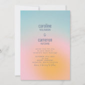 Celestial Pastel Blue Pink Grainy Gradient Wedding Einladung (Vorderseite)