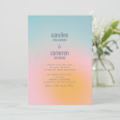 Celestial Pastel Blue Pink Grainy Gradient Wedding Einladung (Stehend Vorderseite)