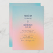 Celestial Pastel Blue Pink Grainy Gradient Wedding Einladung (Vorne/Hinten)
