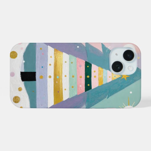 Celestial Pastel Christmas Tree iPhone 15 Hülle (Rückseite (Horizontal))