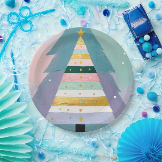Celestial Pastel Christmas Tree Pappteller (Party)