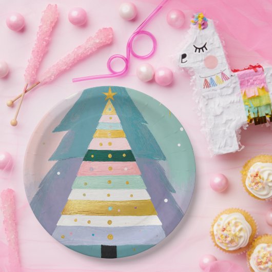 Celestial Pastel Christmas Tree Pappteller (Party)