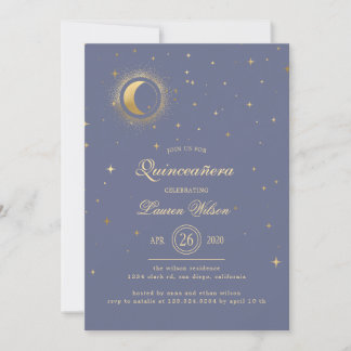 Celestial Pastel Gold Stars Quinceanera Einladung