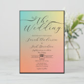 Celestial Pastel Rainbow Gradient Boho Script Einladung (Stehend Vorderseite)