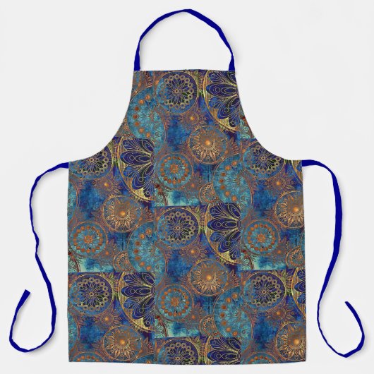 Celestial Pattern in Blue & Gold Hostess Schürze (Vorderseite)