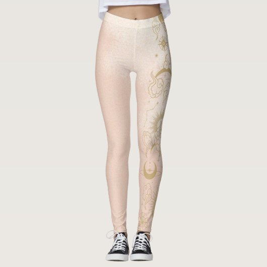 Celestial Peach Pinky mit Moon Theme Leggings (Vorderseite)
