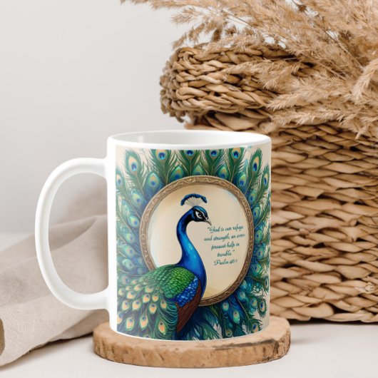 Celestial Peacock Bloom Bible Verse Kaffeetasse