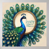 Celestial Peacock Bloom Bible Verse Poster (Vorne)