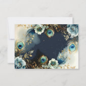 Celestial Peacock Feathers Elegante Hochzeit RSVP Karte (Rückseite)