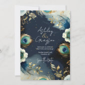 Celestial Peacock Feathers Elegante Hochzeit Save The Date (Vorderseite)