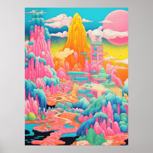 Celestial Peaks: Eine Farbsinfonie Poster (Vorne)