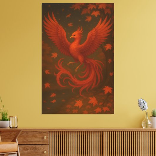 Celestial Phoenix in Autumn – Fine Art Premium Can Leinwanddruck (Insitu (Wohnzimmer))