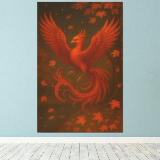 Celestial Phoenix in Autumn – Fine Art Premium Can Leinwanddruck (Insitu (Holzboden))