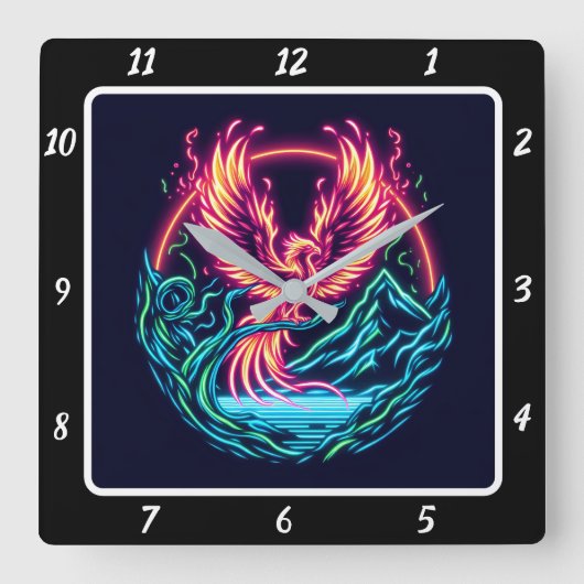 Celestial Phoenix über endlose Horizonte Quadratische Wanduhr (Vorderseite)