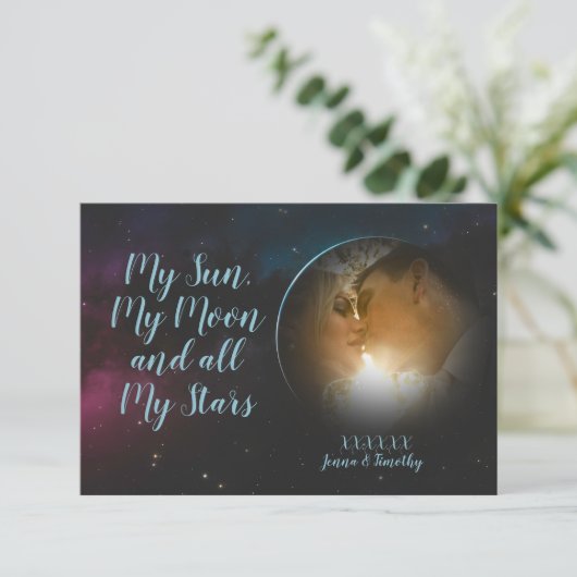 Celestial Photo Thank You Cards Save The Date (Stehend Vorderseite)