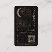 Celestial Piercing Studio Luxus Schwarz Gold QR  Visitenkarte (Vorderseite)