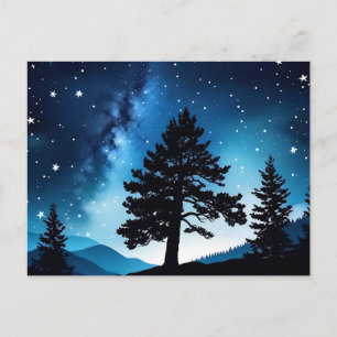 Celestial Pine Watercolor Night Sky Postkarte