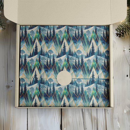 Celestial Pines Mountain Abstrakt Winter Seidenpapier