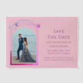 Celestial Pink Lila Foto Hochzeit speichern das Da Pergament Einladungen (Vorderseite)