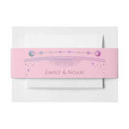 Celestial Pink Lila Sun Moon Stars Hochzeit Einladungsbanderole