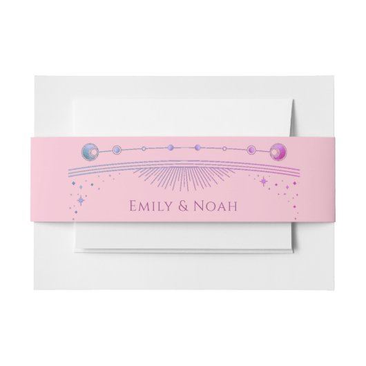 Celestial Pink Lila Sun Moon Stars Hochzeit Einladungsbanderole (Vorderseite Beispiel)