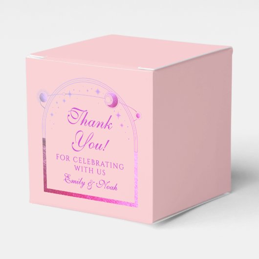 Celestial Pink Lila Sun Moon Stars Hochzeit Geschenkschachtel (Vorderseite)