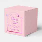 Celestial Pink Lila Sun Moon Stars Hochzeit Geschenkschachtel (Rückseite)