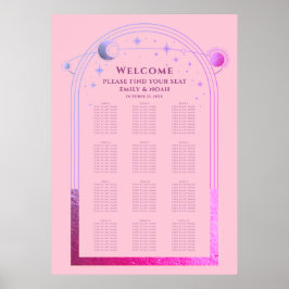 Celestial Pink Lila Sun Moon Stars Hochzeit Poster
