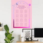 Celestial Pink Lila Sun Moon Stars Hochzeit Poster (Heimbüro)